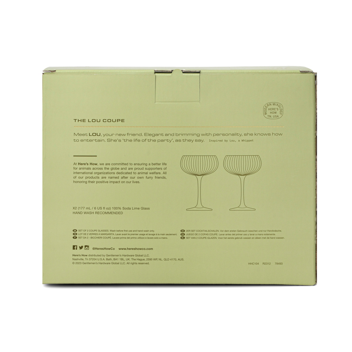 Lou Coupe Olive Glasses - Designworks Ink