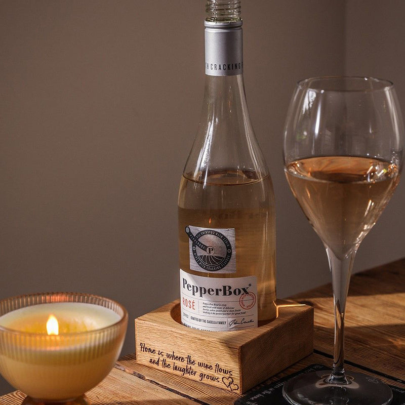 Home is Where The Wine Flows Oak Bottle Coaster - Selbrae House
