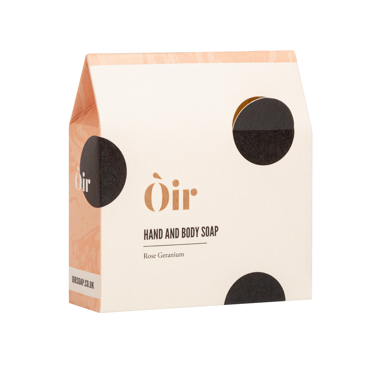 Packaging of Rose Geranium Hand and Body Soap on a white background