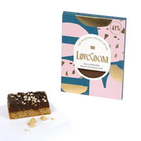 Chocolate bar with LoveCocoa packaging on a white background