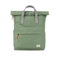 Green roka backpack with gray handles on a white background